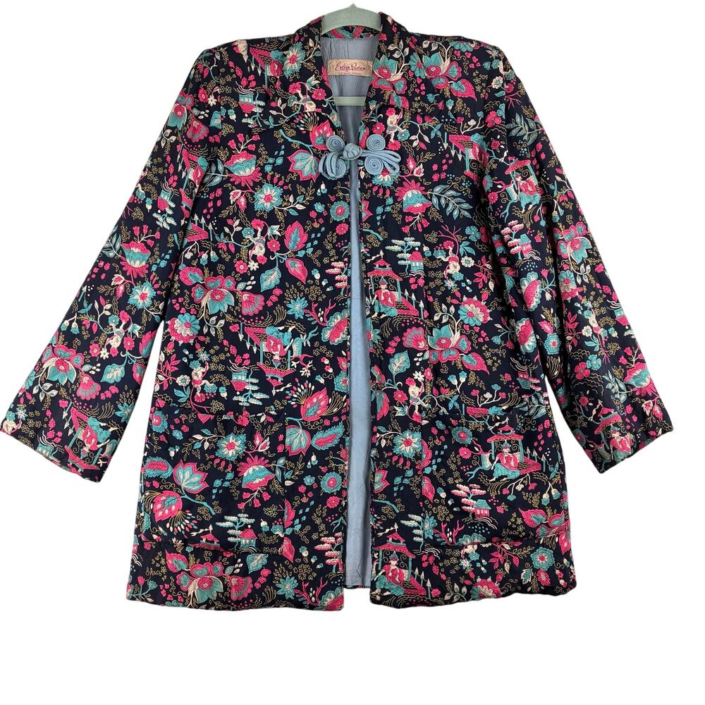 Rare Vintage Evelyn Pearson Kimono Jacket Women’s Measured Lg Asian NEEDS REPAIR